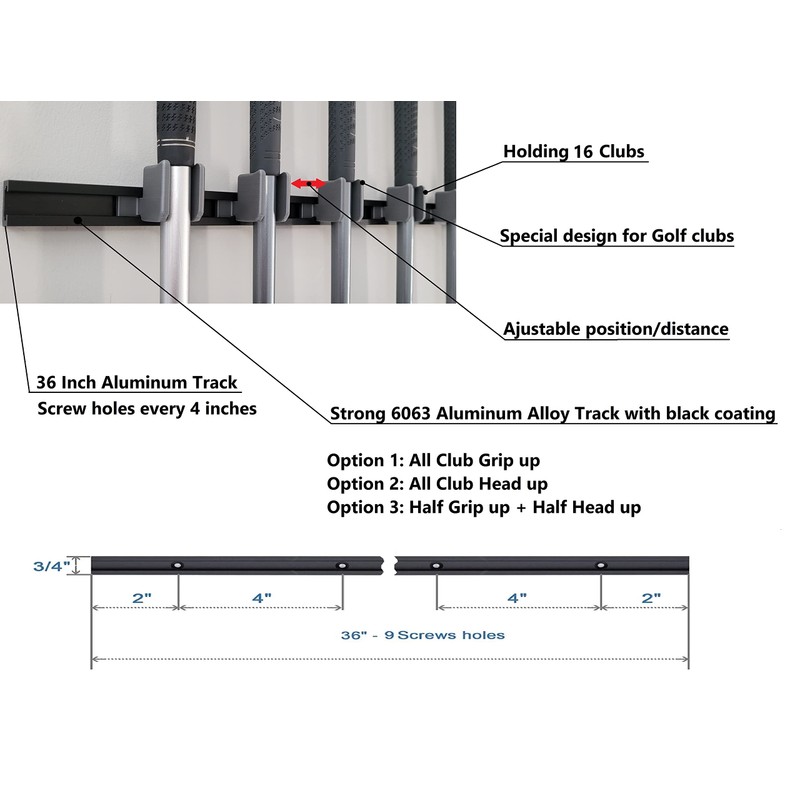 [JINTECH] Golf Club Holder, Wall Display, Wall Hanger, Rack, Mount,
