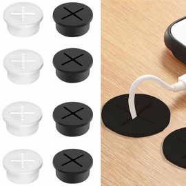 8Pcs Flexible Cable Cord Grommet, 25mm / 1 Inch Desk Hole Grommet, Wire Hole Cover Cable Management Wire Organizer Cable Pass Through for Office PC Desk Cable Cord Cover