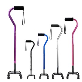AOHHL Quad Walking Cane Foldable Adjustable Portable Stick Men & Women and Seniors - Lightweight & Sturdy with 4-Pronged Base for Extra Stability Balance,Self Standing Gifts for mom Dad(Purple)