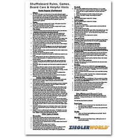 Table Shuffleboard Rules & Regulation Poster - 11 x 17 Laminated