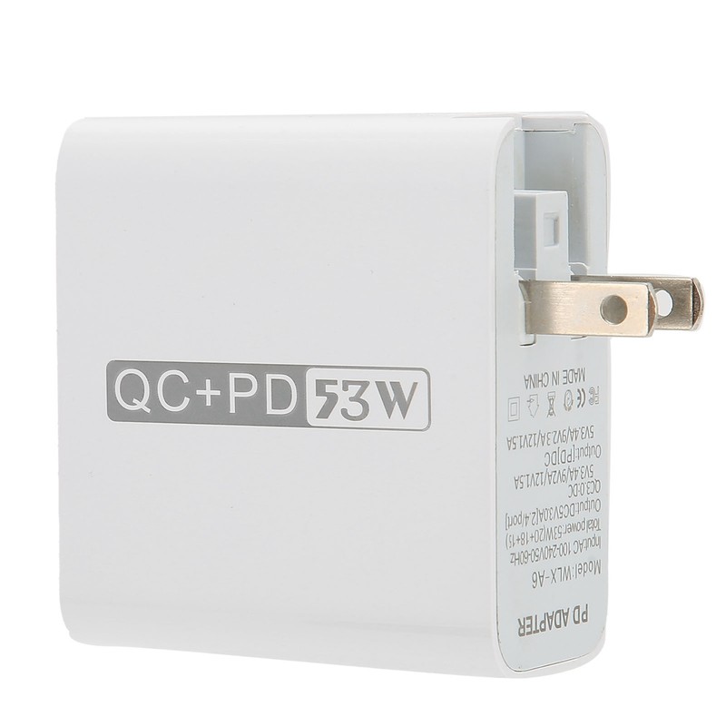 53W 4 Port Mobile Phone Charger 20W PD QC3.0 Fast
