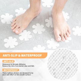 Non Slip Bathtub Stickers, 24 PCS Shower Stickers for Safety Bathroom Tubs, Bathtub Non Slip Stickers and Adhesive Decals Scraper for Bath Tub, Shower Floor, Stairs, Ladders(Flower Shape, White)