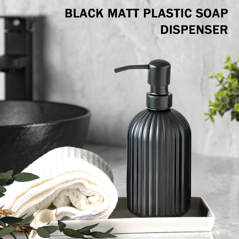 Monsully Pack of 2 Soap Dispensers, Matte Black, 400 ml,