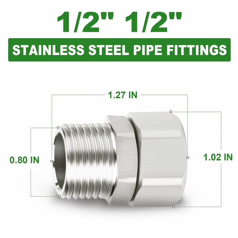 TAISHER 2PCS 304 Stainless Steel Flexible Movable Connector, 1/2" Male