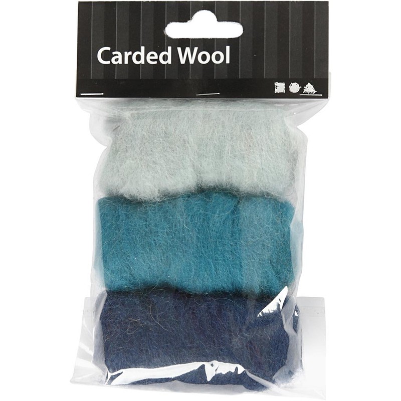 Creativ 45335 Company 10-Piece Carded Wool, Blue Harmony