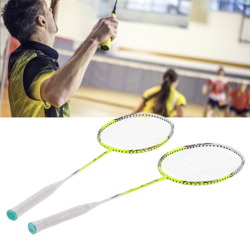 2 Player Badminton Racquets Set Lightweight Carbon Composite Double Rackets