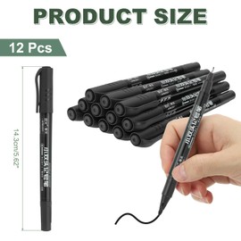 M&G Permanent Twin Markers Dual Ultra Fine Point Tip(1.2mm+0.5mm), 12 Pack Quick Dry Waterproof Fiber Tip Pens for Paper, Glass, Plastic, Wood, Stone, Metal Surface, Black