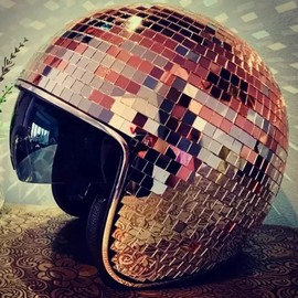 YIZUPTC Disco Ball Helmet Party Decoration Glitter Glass Cap With Retractable Visor Cowboy Hat Novelty Favor Supplies Home Art (Pink)