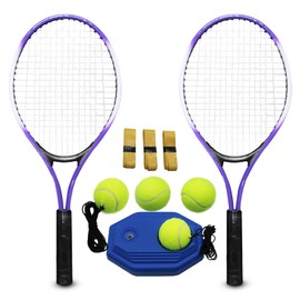Magicorange 21 inch Tennis Rackets for Kids 2 Players Recreational Tennis Racquet Set for Beginners and Professional with 4 Tennis Balls, 3 Overgrips, 1 Tennis Bag (Purple)