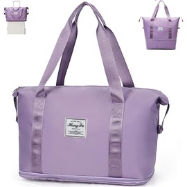 LÍMITE-MX Bolsa De Viaje Expandible Para Hombre Mujer,Bolsa Deportiva Para Gimnasio,Maleta De Mano Para Avión Carry On,Bolso De Noche De Fin De Semana De Un Hombro Para Mujer De Gran Capacidad,Morado