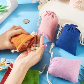 KISSITTY 22pcs Cloth Gift Bags with Drawstring 4.65x3.44'' Rectangle Fabric Packing Storage Package Jewelry Pouches for Candy Valentine Wedding Party Birthday 11 Colors