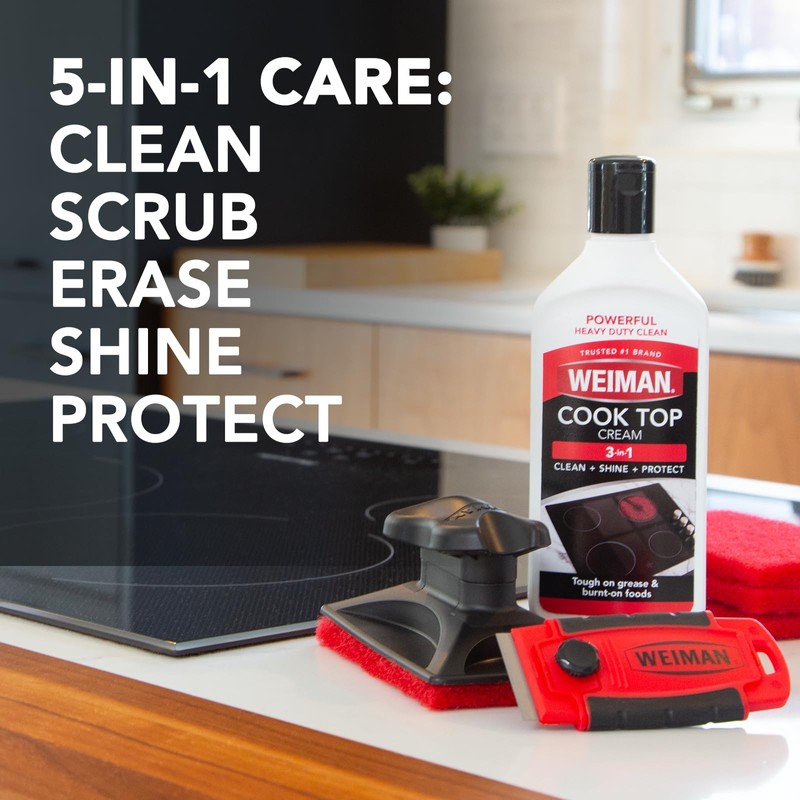 Weiman Glass Cooktop & Stove Top Cleaner Kit, Removes Grease