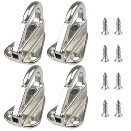 TopHomer Fending Hook Marine 316 Stainless Steel Spring Snap Hook Boat Fender Hanger with Screws for Gunwale Bow Mooring Rope, Pack of 4