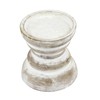 Stonebriar Antique White Wooden Pillar Candle Holder, Vintage Seaside Pillar