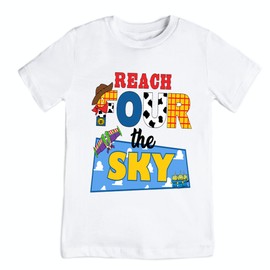 Reach Four the Sky Birthday Shirt Toddler Boy Girl Fourth birthday shirt Handmade 4 Cowboy birthday shirt Cute birthday outfit (5Toddler)