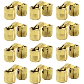 MIAO JIN 12 Pcs 16mm Brass Barrel Hinges Hidden Invisible Cabinet Furniture Hinges Concealed 180 Degree Opening Angle