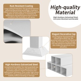 ACQUAN Stair Guardrail, Indoor & Outdoor Step Handrail, Porch Handrail and Deck Fence, White Metal Staircase Railing, with Decorative Cover (36IN/91CM)