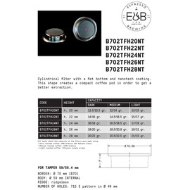 E&B Lab, by IMS Nanoquartz Precision Basket with Largest Filtration Area of 715 Holes, Holds Approx. 18 Gram, B702TFH24NT Silver