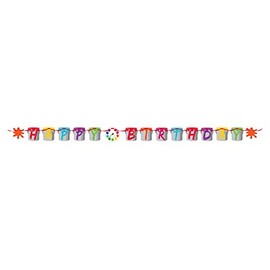 Pack of 6 Art Party Multicolored Happy Birthday Party Ribbon Banners 7'