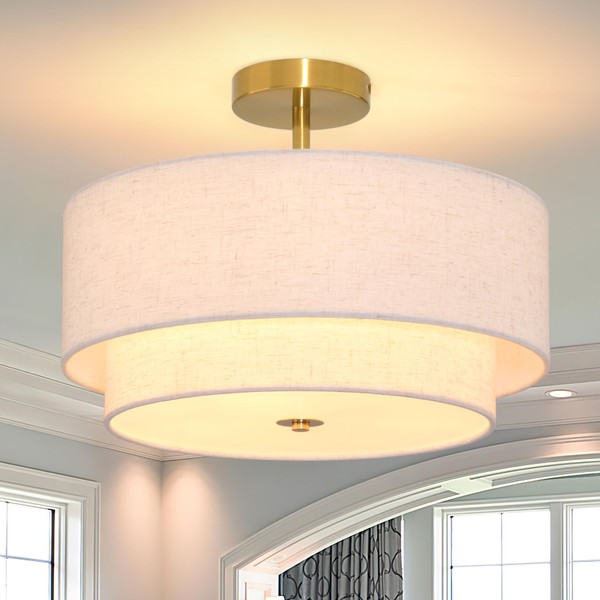 3 Light Semi Flush Mount Ceiling Light Fixture 15.7 Inch