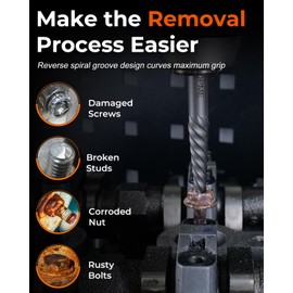 TOPME Screw Extractor Set, 7PCS Easy Out Screw Extractor Set, Stripped Screw Extractor for Removing Damaged Screws, Broken Bolts, Studs