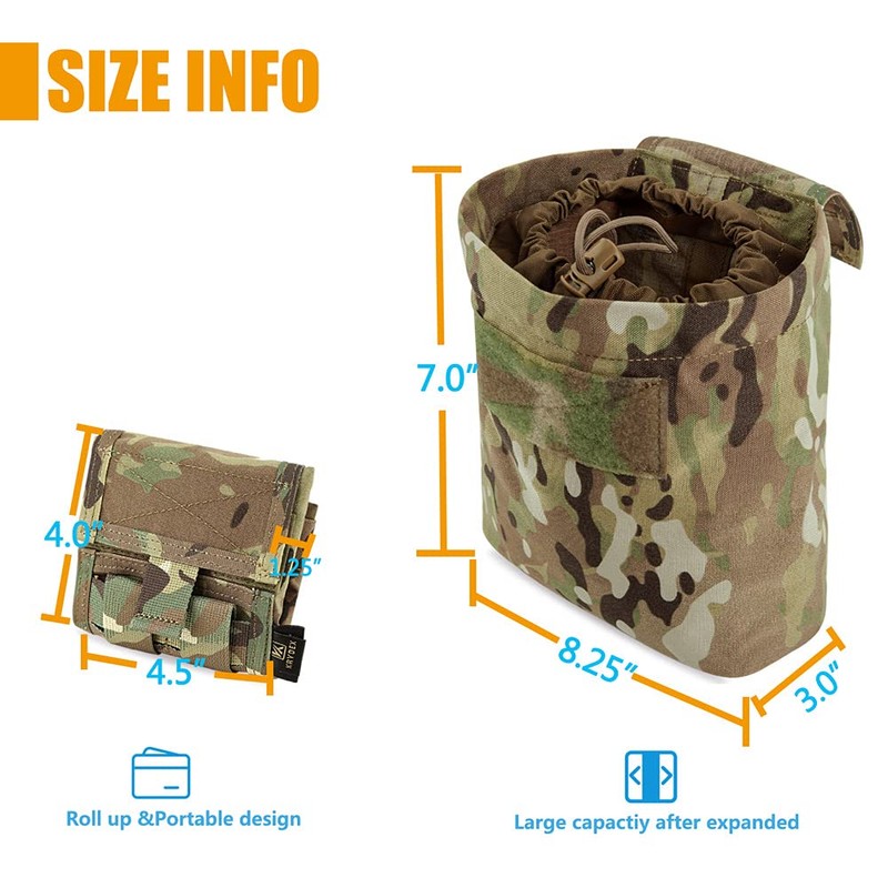 KRYDEX Molle Dump Pouch Roll-Up Drawstring Magazine Utility Pouch Folding