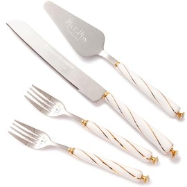 Juego de corte de pasteles para bodas, cuchillos y servidores, 4 piezas para regalos de señor y señora, para bodas, despedidas de soltera, regalos de compromiso