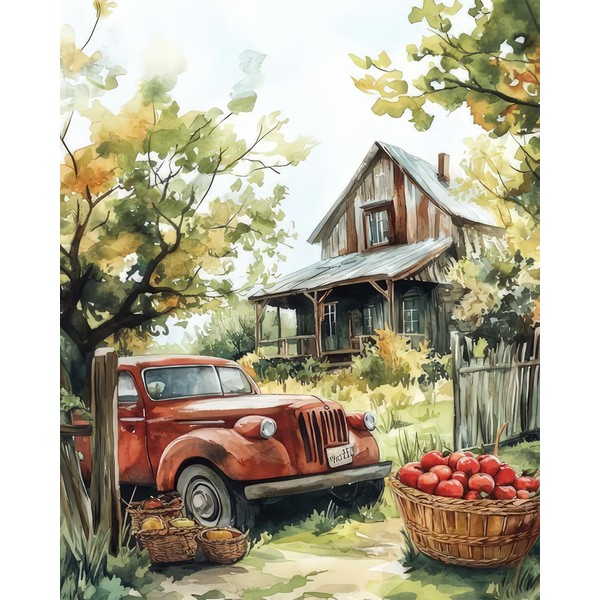 DIY Paint by Numbers, Red Truck Adults' Paint-by-Number Kits on