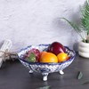 LINYTHER Ceramic Fruit Bowl With Holes, Blue And White Porcelain