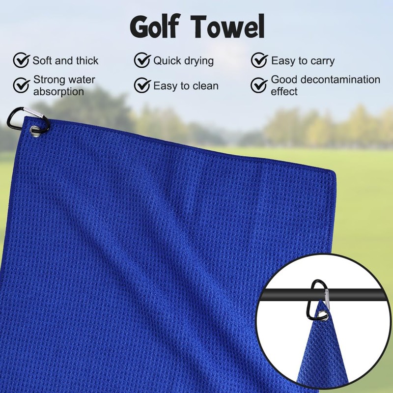 flintronic 4PCS Microfiber Golf Towel 40*40cm Carabiner Clip Waffle Pattern