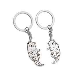 HISYI fashion keychain 2 Pack Cute Animal Keychain Set Car Keychain Otters Key Holder Stainless Steel Bag Pendant Gift for Besties