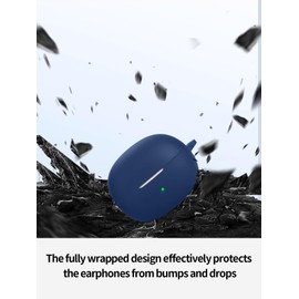 Case for Baseus Bass BC1 Active Noise Cancelling Earbuds,UYRUREL Premium Silicone Shockproof Protection Skin Touch Charging Port Accessible, Front LED Visible with Lanyard,Blue.