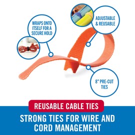 VELCRO Brand ONE-WRAP Cable Ties | 60Pk | 8 x 1/2" Straps, Multicolor | Strong Reusable Wire Management | Cord Bundling for Home Office and Data Centers