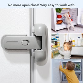 Moonybaby Baby Safety Freezer Door Latches to Keep Closed, Also for Fridge Lock for Kids, 2-Pack, Space Gray