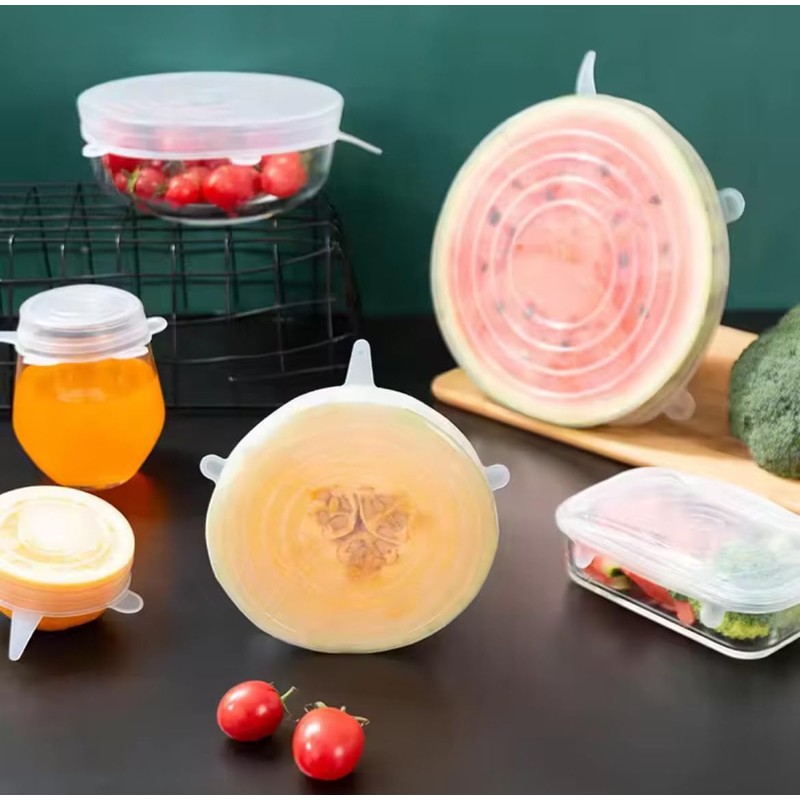 Silicone Stretch Lids 6-Pack – Reusable Food Covers for Bowls,