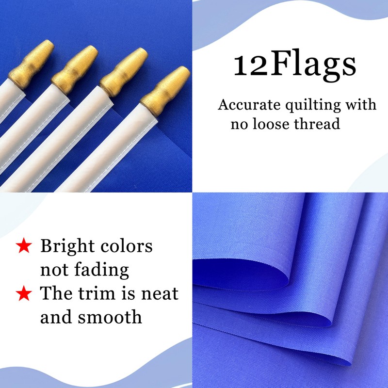 WEITBF 12Pcs 8×12 Inch Solid Blue Flags Small Blank Sublimation