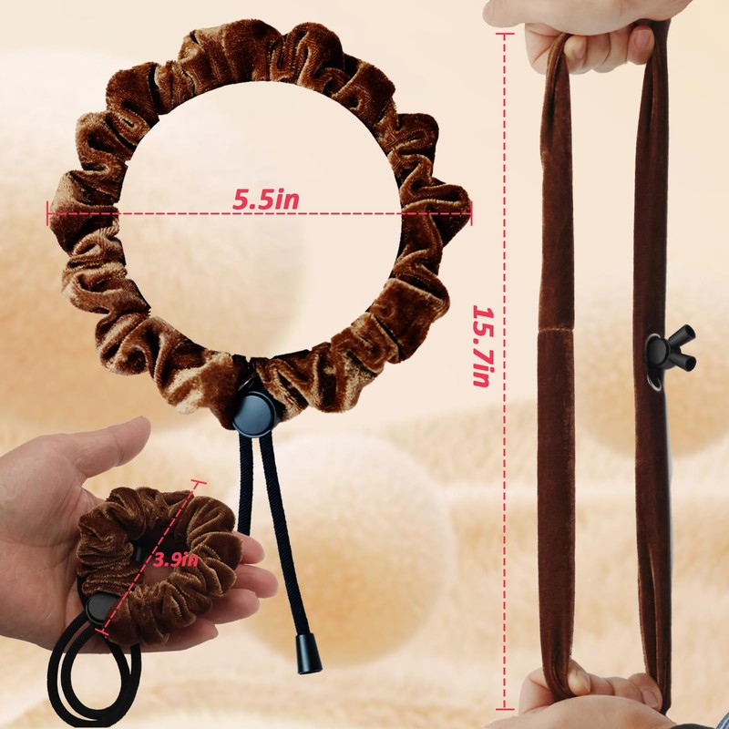 2 PCS Adjustable Hair Ties for Thick Hair, Large Satin