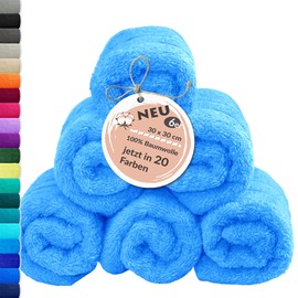 Lashuma Capri London Small Toilet Towel Set of 6 Terry Towelling Blue 30 x 30 cm