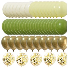 Olive Green Gold Balloons 12inch – Ivory White Pastel Yellow Green Balloons for Baby Shower Wedding Birthday Party Decorations 60 packs (Lime Green)