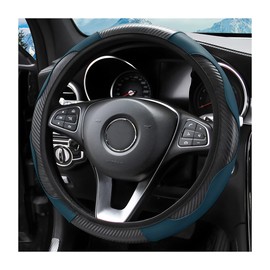 AUKEPO 15 Inch Car Steering Wheel Cover, Carbon Fiber Microfiber Leather Elastic Stretch, Anti-Slip Breathable Steering Wheel Protector for Women Men, Car Accessories for SUV, Truck, Van (Dark Green)