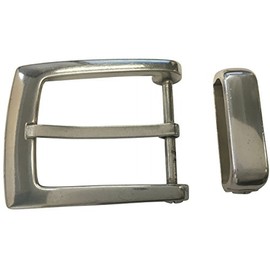 BELTINGER Belt Buckle with Loop 4.0 cm | Buckle Belt Buckle 40 mm Solid | Pin Buckle | Interchangeable Belt up to 4 cm, silver