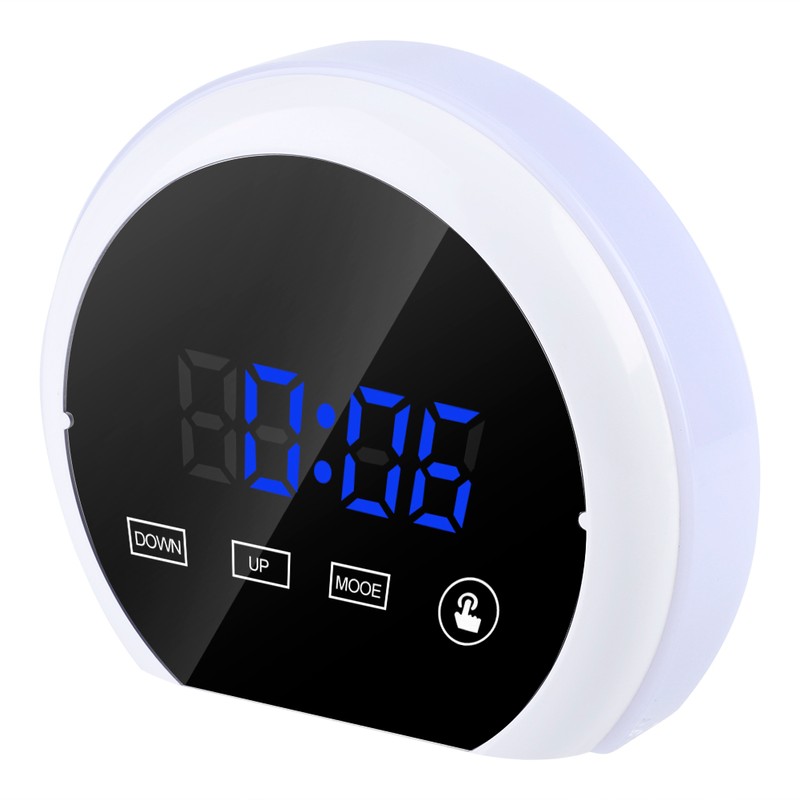 Mirror Surface Digital Alarm Clock Colorful LED Night Light with