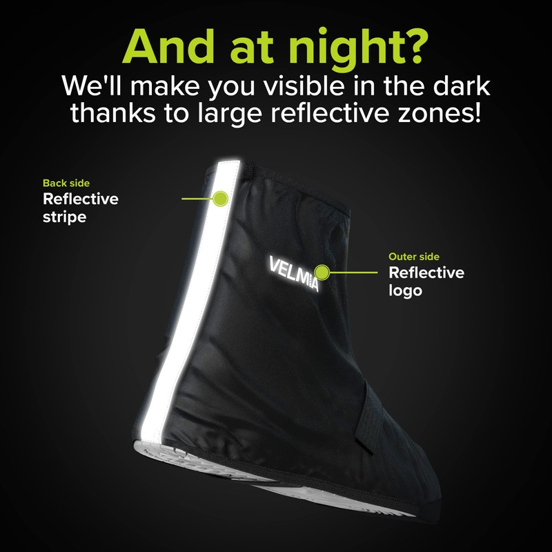 Velmia Shoe Covers with Velcro Fasteners, Reinforced Toe and Large