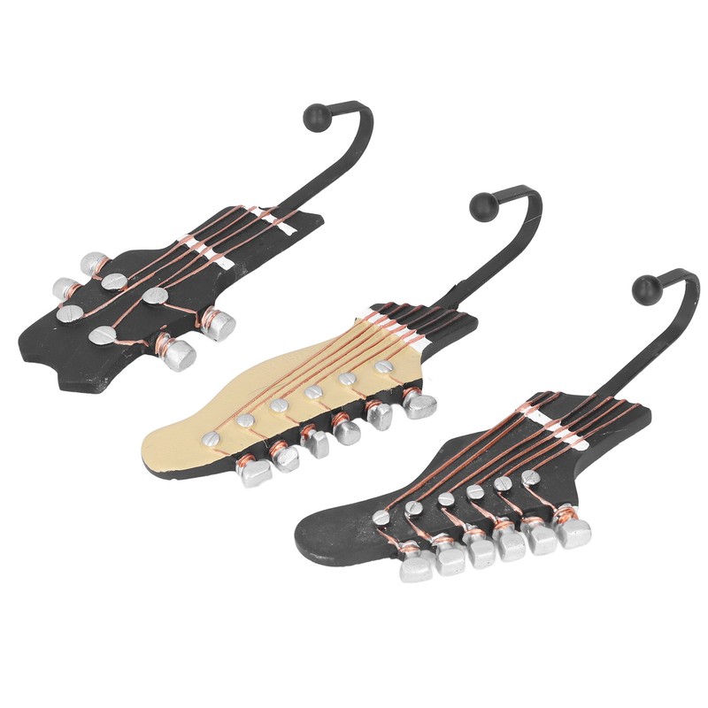 3pcs Wall Hooks Decorative 25kg Load Guitar Shape Environmental Resin