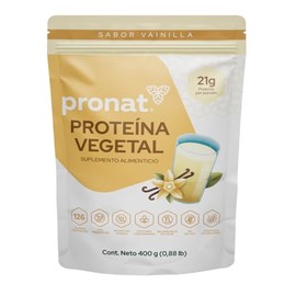 PRONAT  Proteína Vegetal en Polvo con Prebióticos Sabor Vainilla 400 g  21 g de Proteína por Porción  Sin Azúcar Sin Gluten Apta para Vegetarianos... 