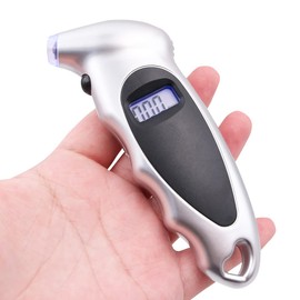 Tiardey Digital Tyre Pressure Gauge, 150 PSI 4 Settings for Cars, Trucks and Bicycles, Backlit LCD and Anti-Slip Handle - Silver