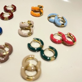 For Women Small Hoop Earrings for Women Boasts Shinny Colorful Ear Hoop Multi Color Choice - Red