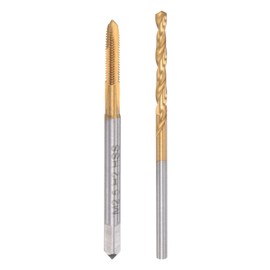 uxcell M2.5 x 0.45 Spiral Point Thread Tap and 2.1mm Twist Drill Bit Set, Metric Titanium Plated 6542 High Speed Steel Machine Screw Thread Tap Threading Tool