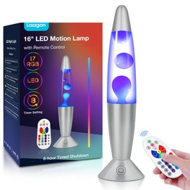 17 Color Changing LED Liquid Motion Lamp: 16 inches Night Lights with Remote Control, Home Decoration Mood Lighting, Christmas Gifts Table Lamp for Adults and Kids Bedroom,White Wax