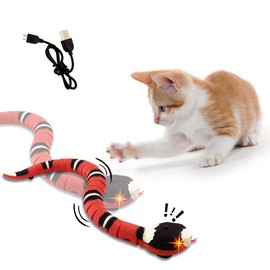 Punieayi Interactive Cat Toy Snake Smart Sensing Snake Toy for Cat Dog Pet Toy Snake Electric Infrared Induction Snake Gag Toy, USB Rechargeable Realistic RC Snake Tricky Joke Toy